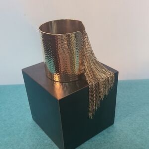 Gold Bangle with Chains Bracelet
